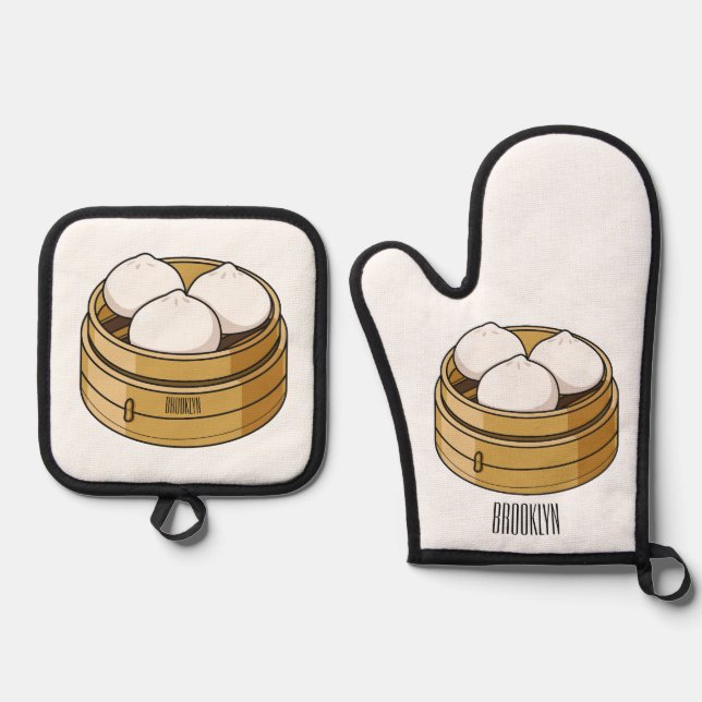 Set De Manoplas Ilustracion personalizado Dim sum (Anverso)