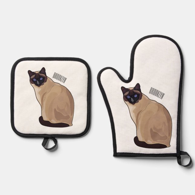 Set De Manoplas Ilustracion personalizado siamés (Anverso)
