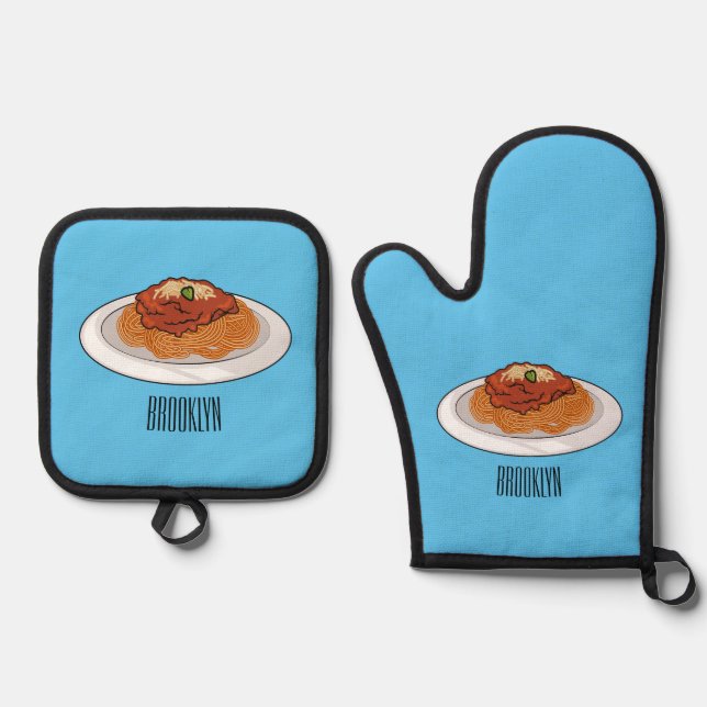 Set De Manoplas Ilustracion personalizado Spaghetti (Anverso)