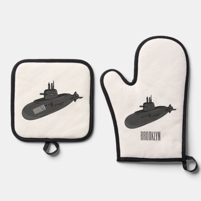 Set De Manoplas Ilustracion personalizado submarino (Anverso)