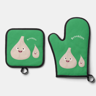Set De Manoplas Ilustracion vegetal de personalizado de ajo dulce