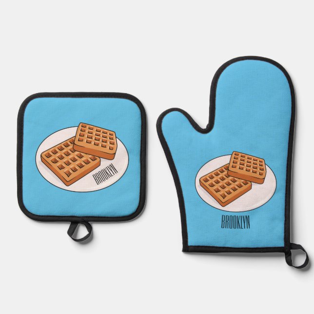 Set De Manoplas Ilustracion Waffle personalizado (Anverso)