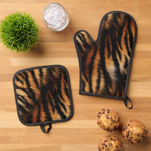 Set De Manoplas Impresión animal de tigres negros naranja