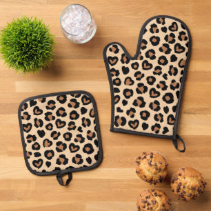 Set De Manoplas Impresión animal, leopardo marrón, puntos de chita