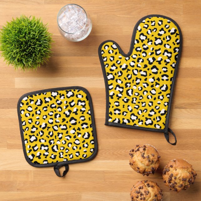 Set De Manoplas Impresión de leopardo, puntos de leopardo, leopard (De arriba hacia abajo)