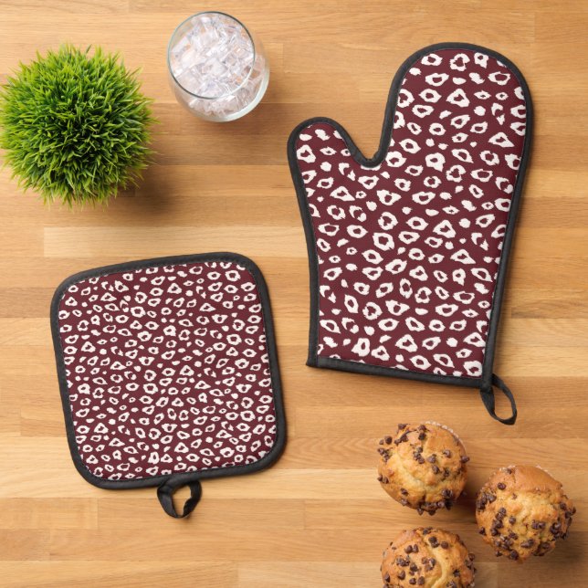 Set De Manoplas Impresión de leopardo rojo (De arriba hacia abajo)