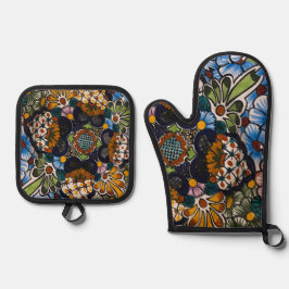 Set De Manoplas Impresión floral española