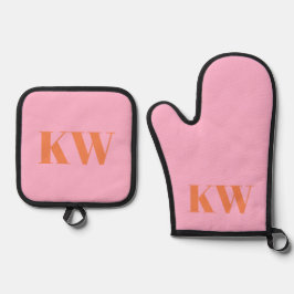 Set De Manoplas Iniciales de monograma modernas personalizadas en