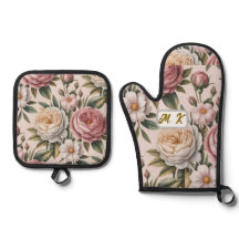 Iniciales personalizadas chic vintage rosas cottag