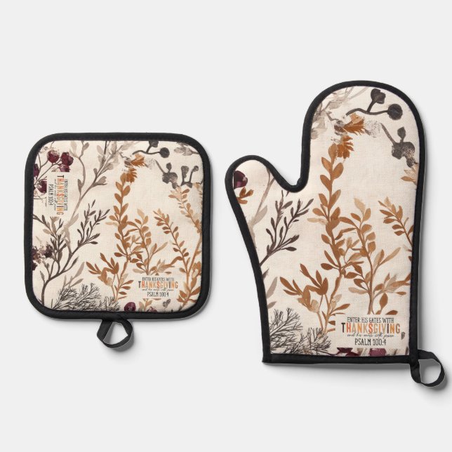 Set De Manoplas Inspirando caída Feliz Día de Acción de Gracias y  (Anverso)