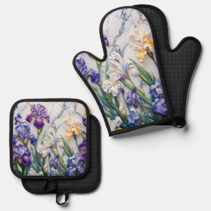 Set De Manoplas Iris horno de mármol mitador y soporte para olla