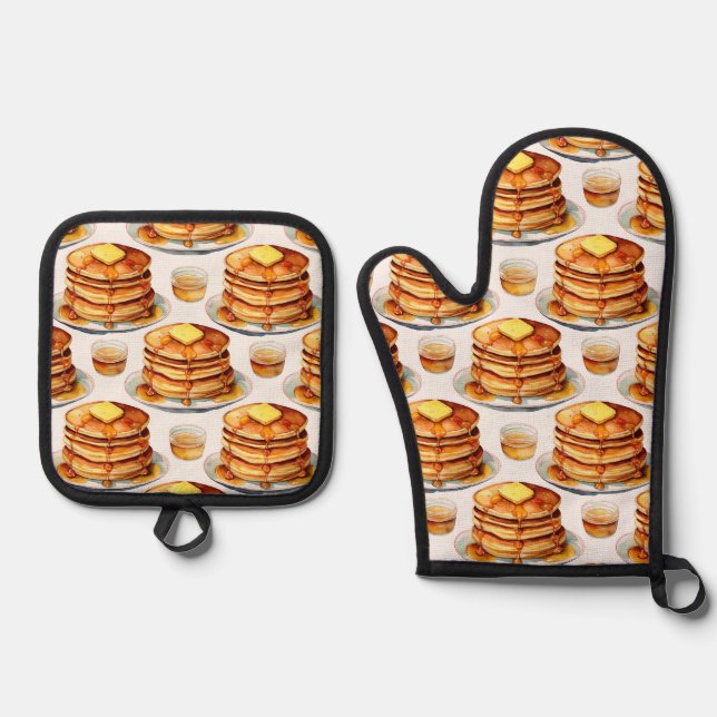 Set De Manoplas Jarabe acuático y manteca dorado de crepes dorados (Anverso)