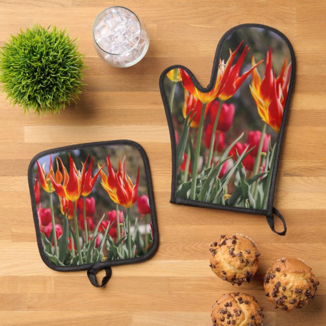 Set De Manoplas Jardín de flamencos florales (De arriba hacia abajo)