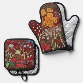 Set De Manoplas Jardín de Ladrie en Rojo