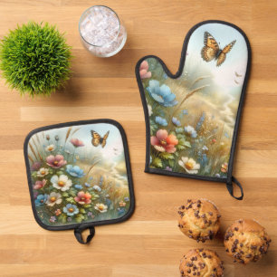 Set De Manoplas Jardín de Mariposas del Prado de Flores Silvestres