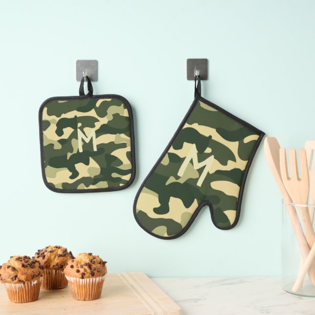Set De Manoplas Jubilación de camuflaje verde monogramada (Insitu (colgante))