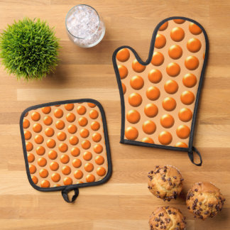 Set De Manoplas Juego de agarraderas - Lunares Naranjas