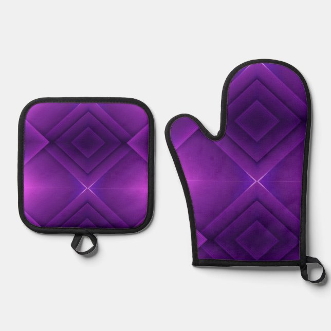 Set De Manoplas Juego de agarraollas morado y manopla con negro  (Anverso)
