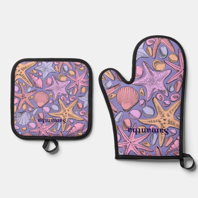 Set De Manoplas Juego de cocina personalizado Lavanda Concha de Ma (Anverso)