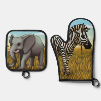 Set De Manoplas Juego de guante para horno Safari y salvamanteles
