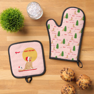 Set De Manoplas Juego de guantes de horno para día de playa rosa e