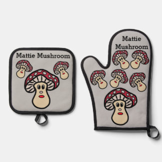 Set De Manoplas Juego de "hongos Mattie" Oven Mitt y Holder de la 
