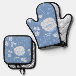 Set De Manoplas Juego de manopla de horno y salvamanteles Blue Gar