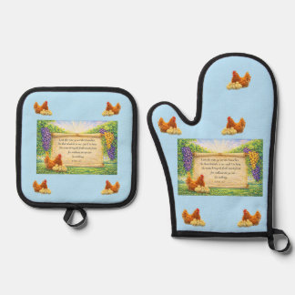 Set De Manoplas Juego de Manopla y Agarrador de Olla Azul con Vers