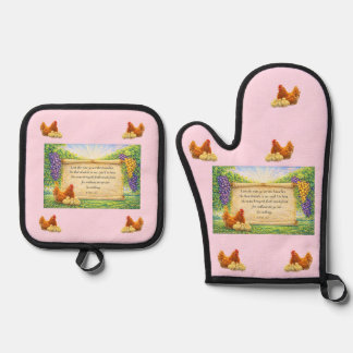 Set De Manoplas Juego de Manopla y Agarrador de Olla Rosa con Vers
