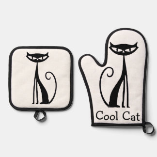 Set De Manoplas Juego de manopla y salvamanteles Retro “Cool Cat”