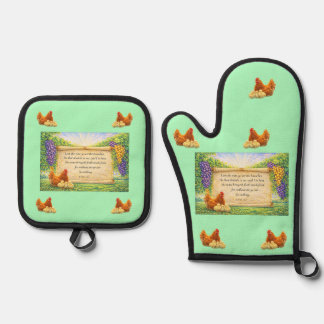 Set De Manoplas Juego de Manopla y Soporte para Olla Verde con Ver