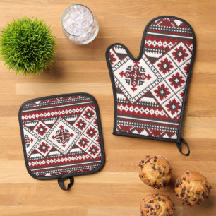 Set De Manoplas Juego de manoplas de horno de folclore balcánico c
