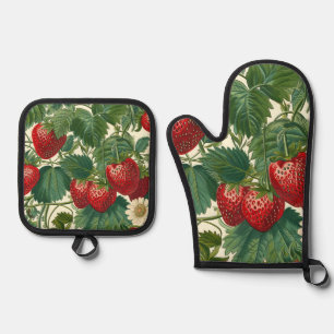 Set De Manoplas Juego de manoplas para horno Cottagecore de fresa