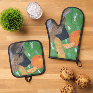 Set De Manoplas Juego de manoplas y agarraderas para perro y naran