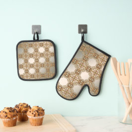 Set De Manoplas Juego de Oveja de Horno Ornato de Oro y Holanda de