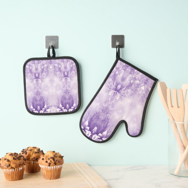 Set De Manoplas Juego de portaobjetos de flor morada blanca (Insitu (colgante))