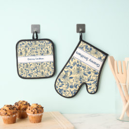 Set De Manoplas Juego de portaobjetos del horno de la tela de prim