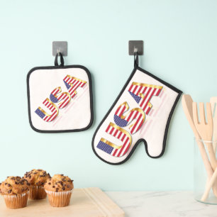 Set De Manoplas Juego de portaobjetos Oven Mitt & Pot con bandera