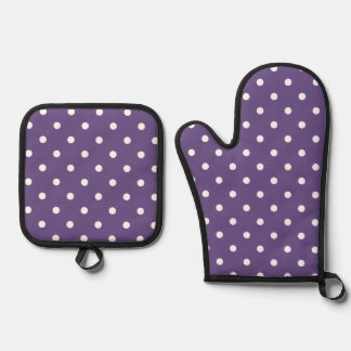 Set De Manoplas Juego de puntos de polka púrpura Oven Mitt & Pot H