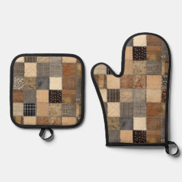 Set De Manoplas Juego de retaques rústicos Oven Mitt y Pot Holder