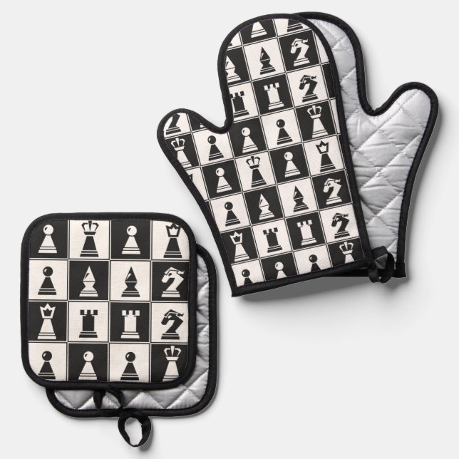 Set De Manoplas Juego de soportes para piezas de ajedrez Oven Mitt (Anverso/Reverso)
