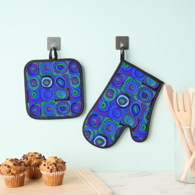 Set De Manoplas Kandinsky Farbstudie Blue Quadrate Square Circle (Insitu (colgante))