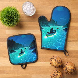 Set De Manoplas Kayak en un brillante diseño de agua