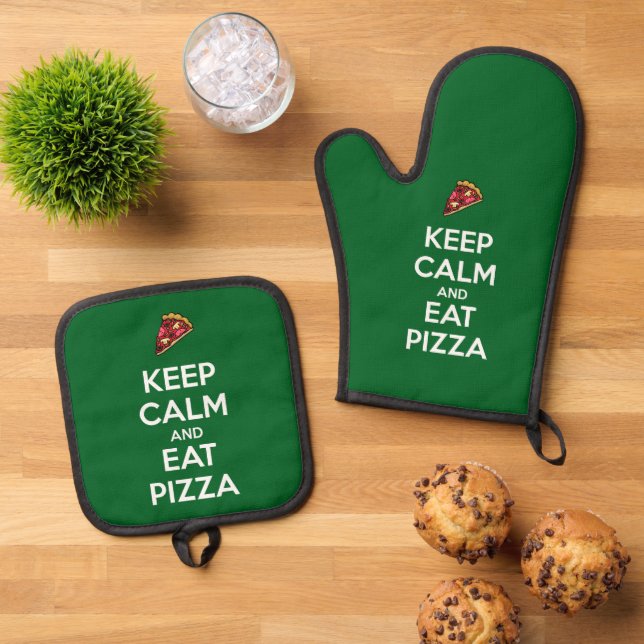 Set De Manoplas Keep Calm and Eat Pizza 2 (De arriba hacia abajo)