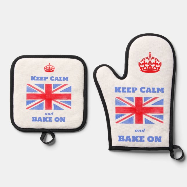 Set De Manoplas Keep Calm Bake On Union Jack British Flag  (Anverso)