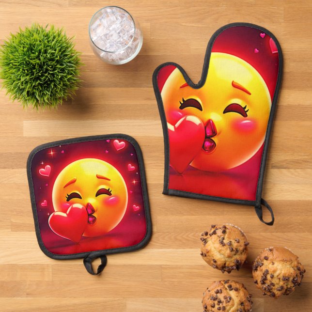 Set De Manoplas Kiss Emoji: Love and Hearts Art (De arriba hacia abajo)