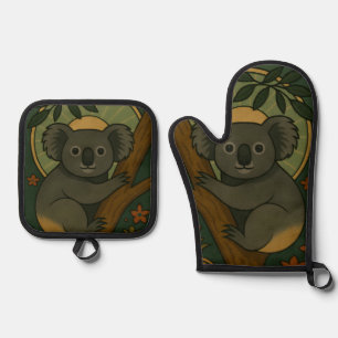 Set De Manoplas Koala ornamental en Mandala Botánica