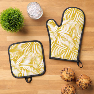 Set De Manoplas Kona Palms Oro de Azufre Tropical Hawaiano