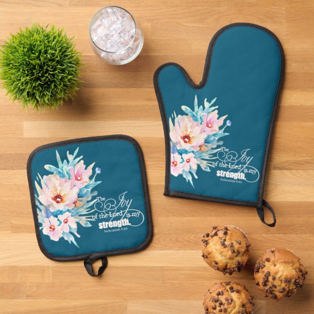 Set De Manoplas La alegría del Señor floral (De arriba hacia abajo)