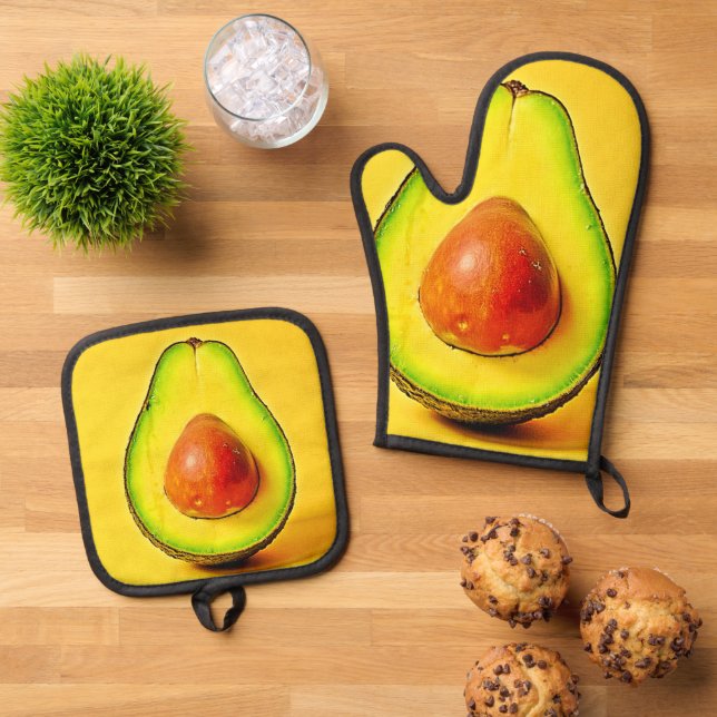 Set De Manoplas La belleza de un diseño de aguacate saludable (De arriba hacia abajo)